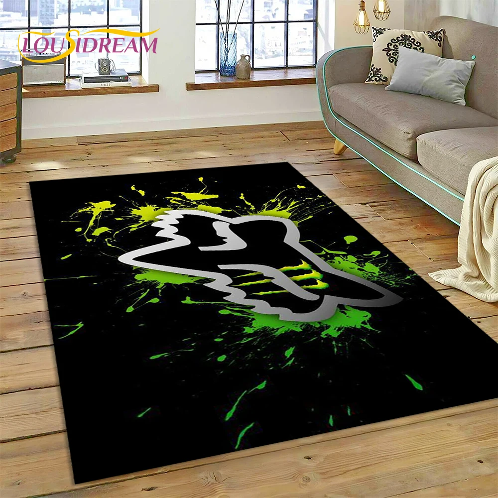 Kids Outdoor Play Area - 3D F-FOX Logo Racing Carpet Rug