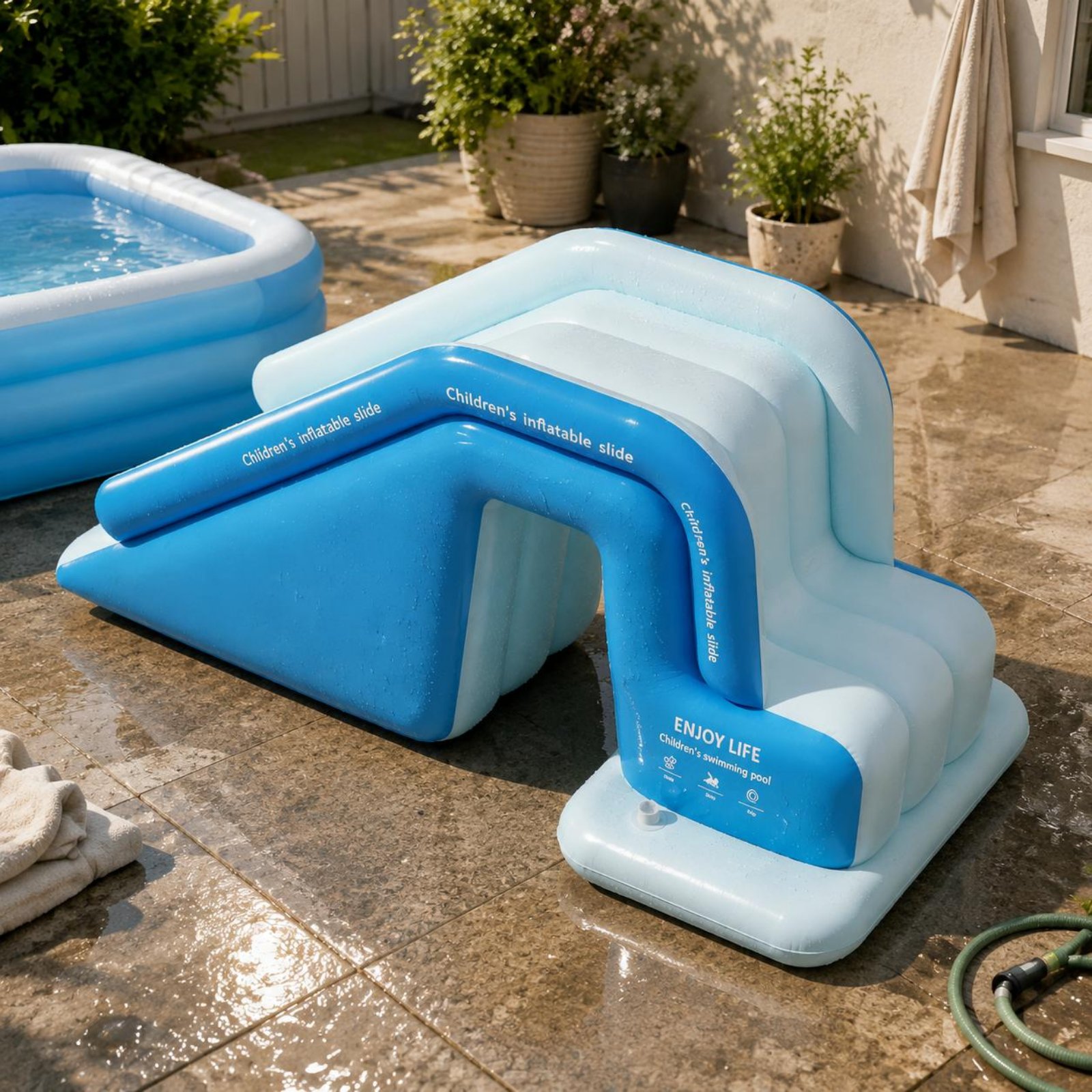 Kids Outdoor Pool - Inflatable Pool Slide Foldable Inflatable Water