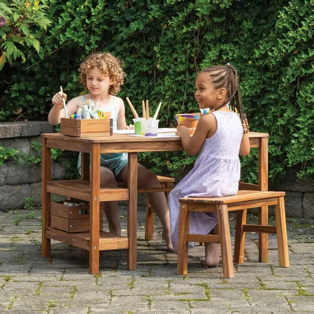 Kids Outdoor Picnic Table - Kids Outdoor Crat Table and 2