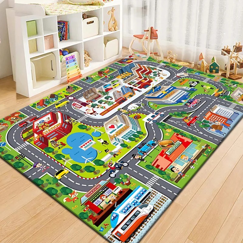 Kids Outdoor Play Area - Colorful Kids City Map Play Mat