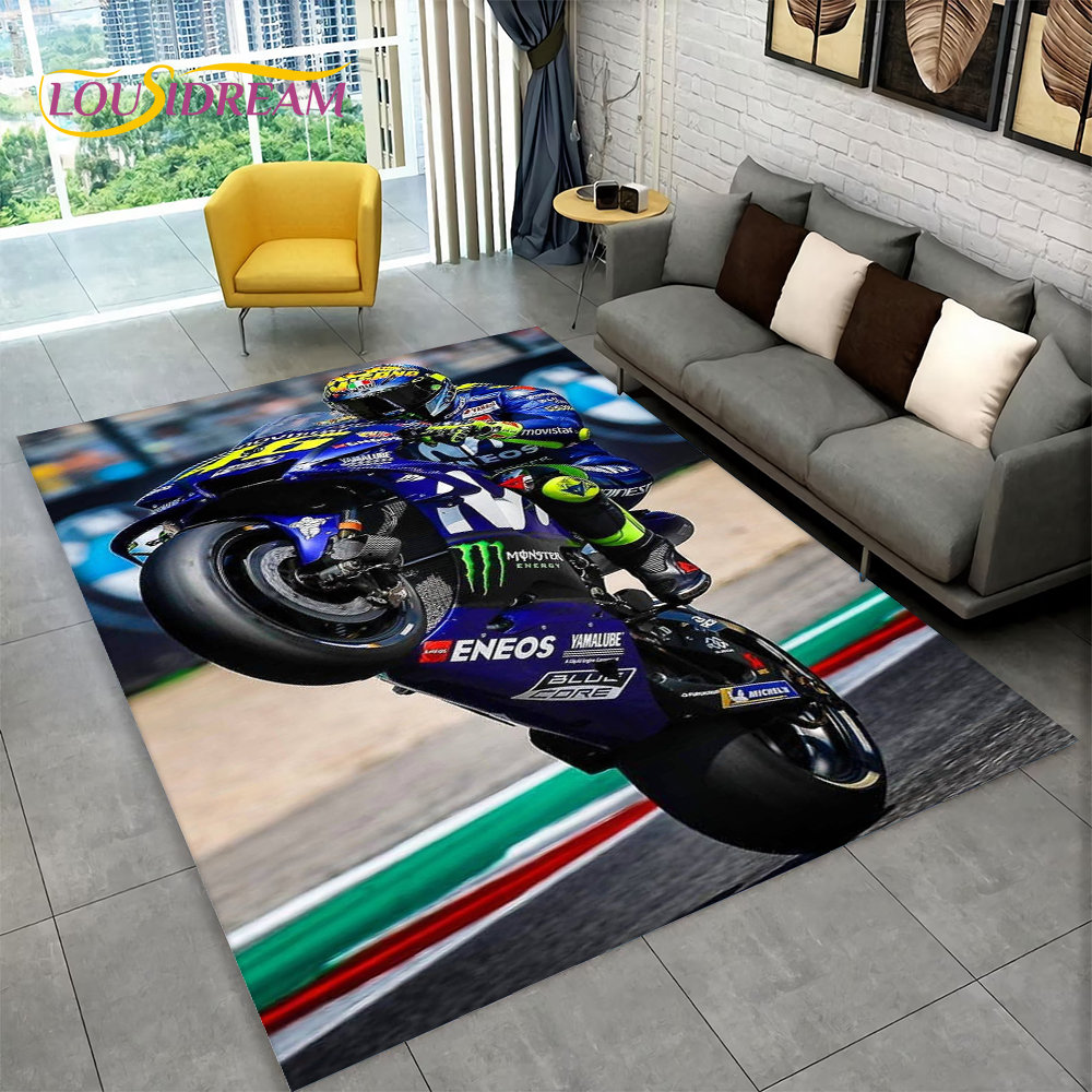 Kids Outdoor Play Area - 3D Motorcycle Racing Area Rug Large,Carpet