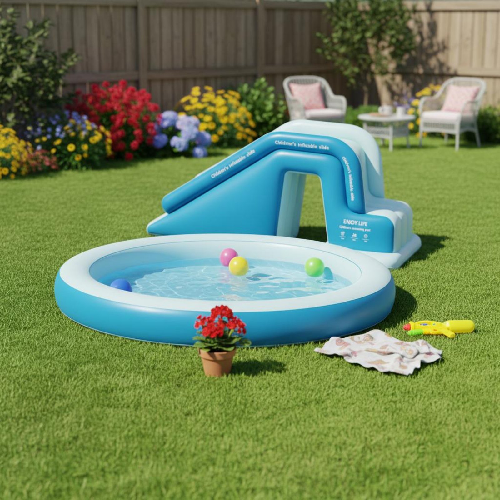 Inflatable Pool Slide Foldable - огляд і ціна Kids Outdoor Pool