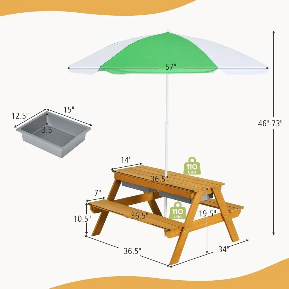 3-in-1 Height-Adjustable Umbre - огляд і ціна Kids Outdoor Picnic Table