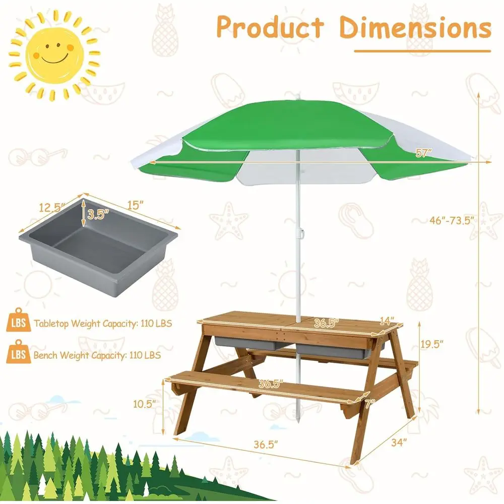 4-in-1 Wooden Sand & Water Pic - огляд і ціна Kids Outdoor Picnic Table