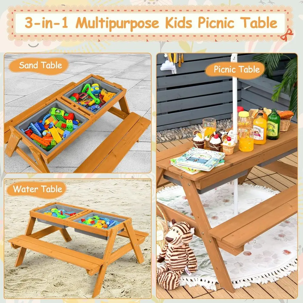 4-in-1 Wooden Sand & Water Pic - огляд і ціна Kids Outdoor Picnic Table