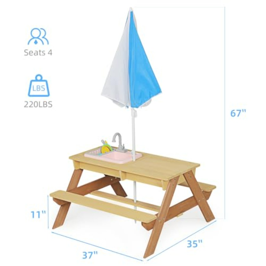 Outdoor kids picnic table with - огляд і ціна Kids Outdoor Sink