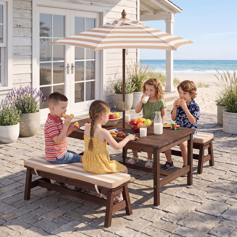 Kids Picnic Table, Large 42“x  - огляд і ціна Kids Outdoor Picnic Table