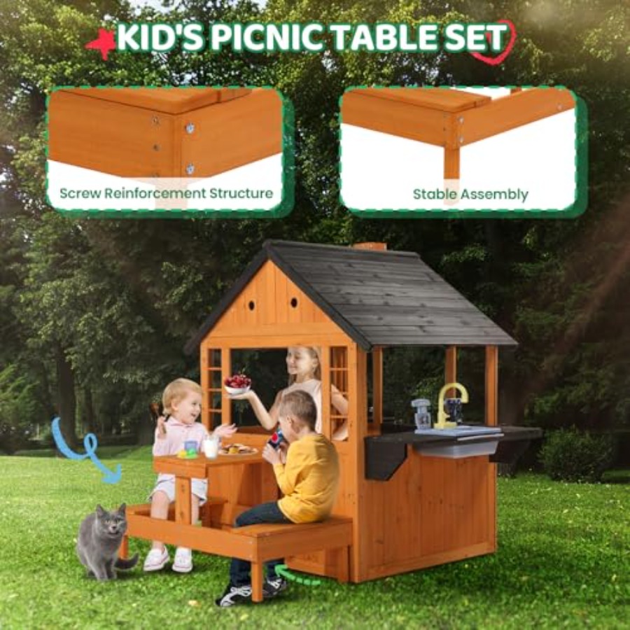 Outdoor Kids Wooden Playhouse  - огляд і ціна Kids Outdoor Sink