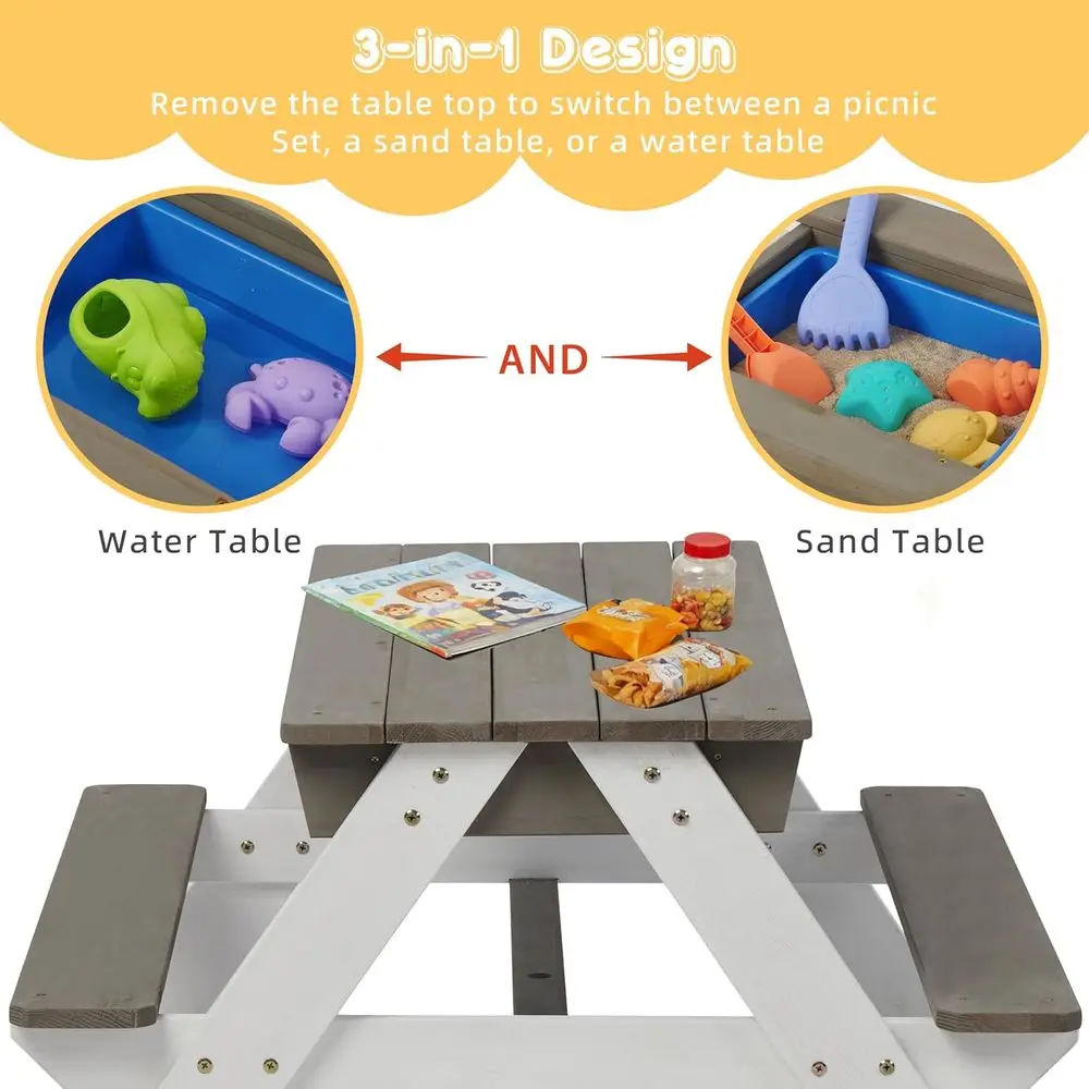 Convertible 3-in-1 Wooden Picn - огляд і ціна Kids Outdoor Picnic Table