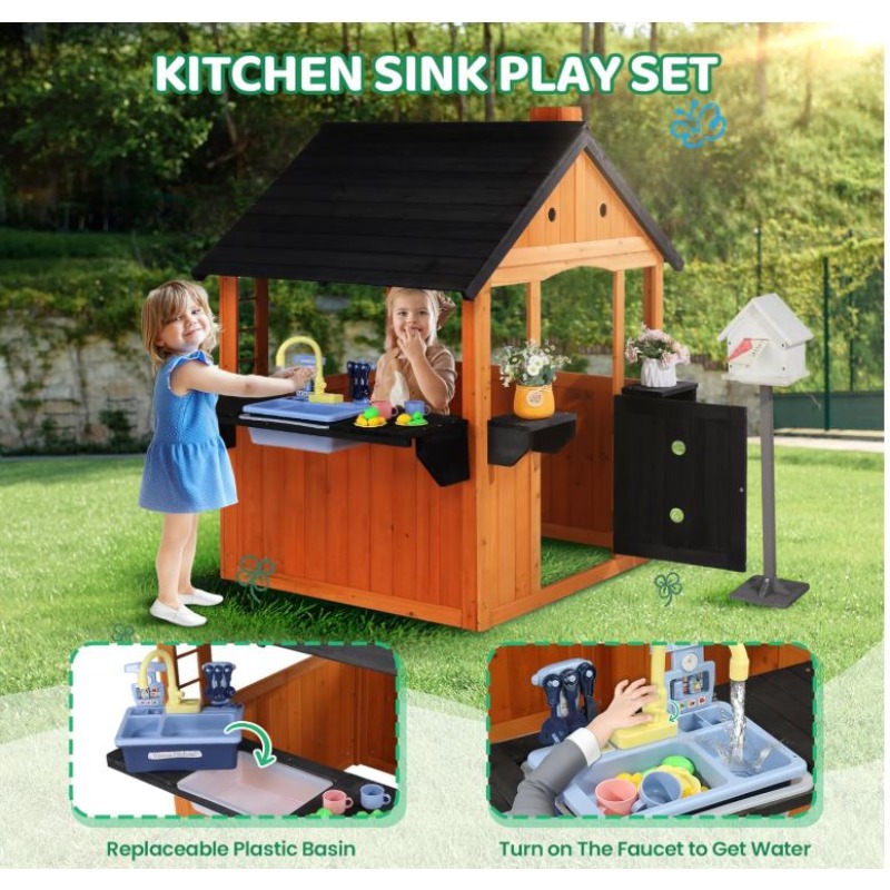 Kids Wooden Playhouse for Outd - огляд і ціна Kids Outdoor Sink