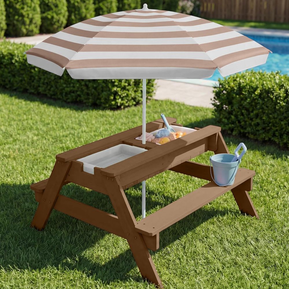 Kids Picnic Table with Umbrell - огляд і ціна Kids Outdoor Picnic Table