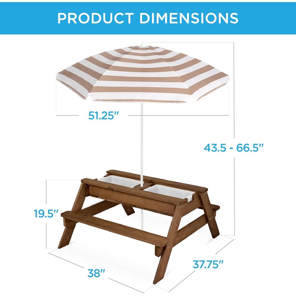 Kids Picnic Table with Umbrell - огляд і ціна Kids Outdoor Picnic Table