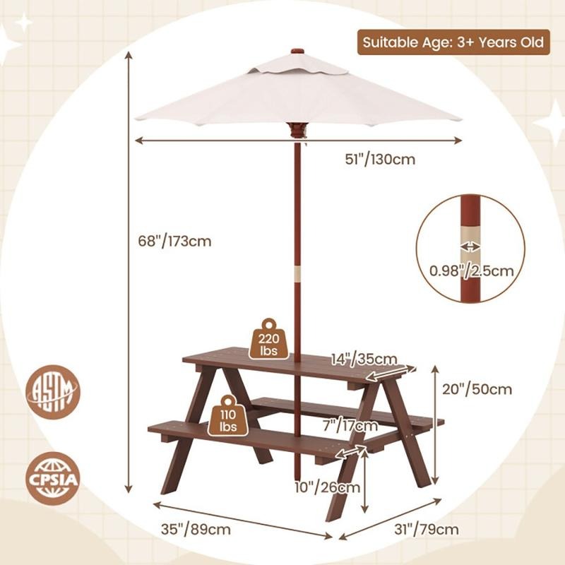 Outdoor 4-Seat Kids Picnic Tab - огляд і ціна Kids Outdoor Picnic Table