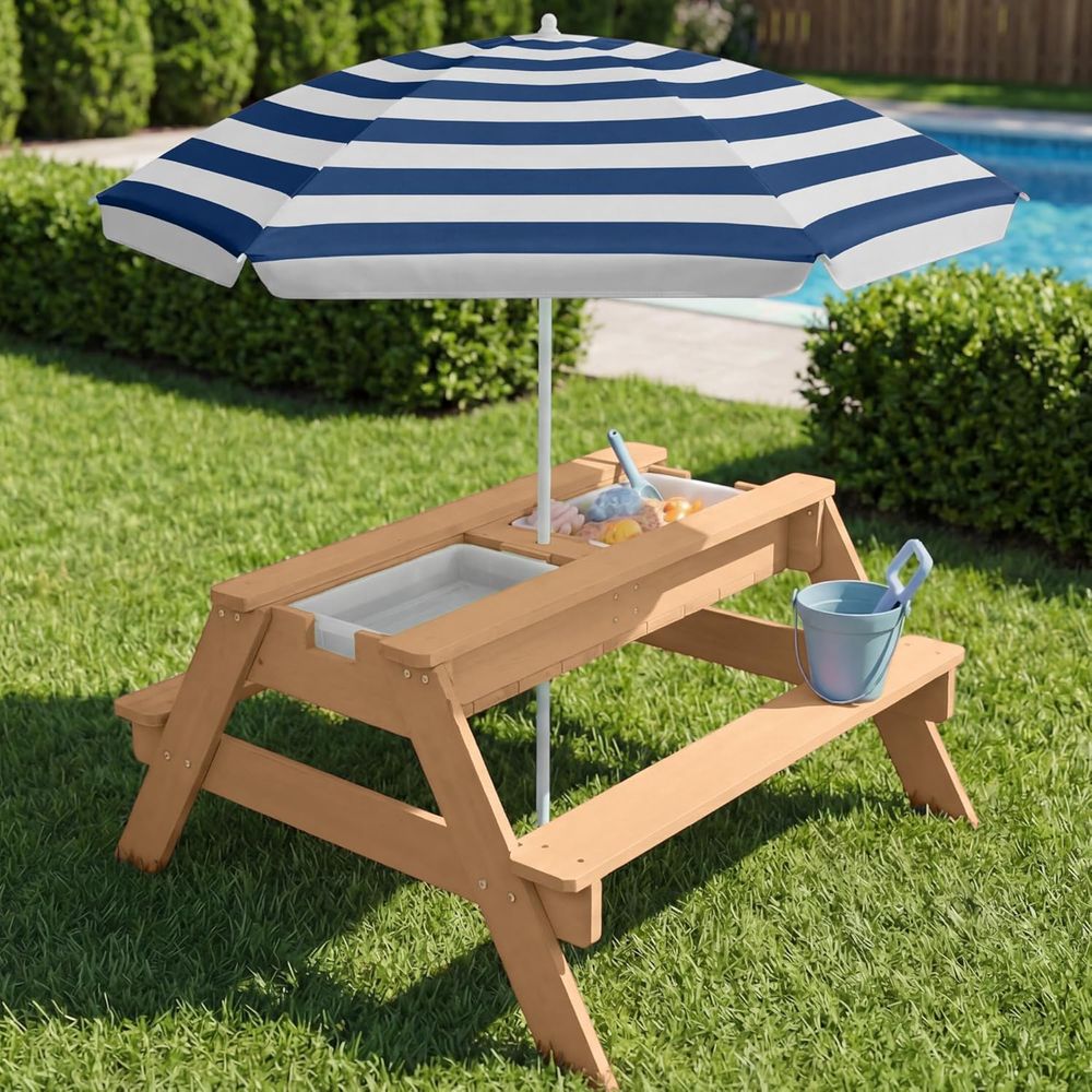 Kids Picnic Table with Umbrell - огляд і ціна Kids Outdoor Picnic Table