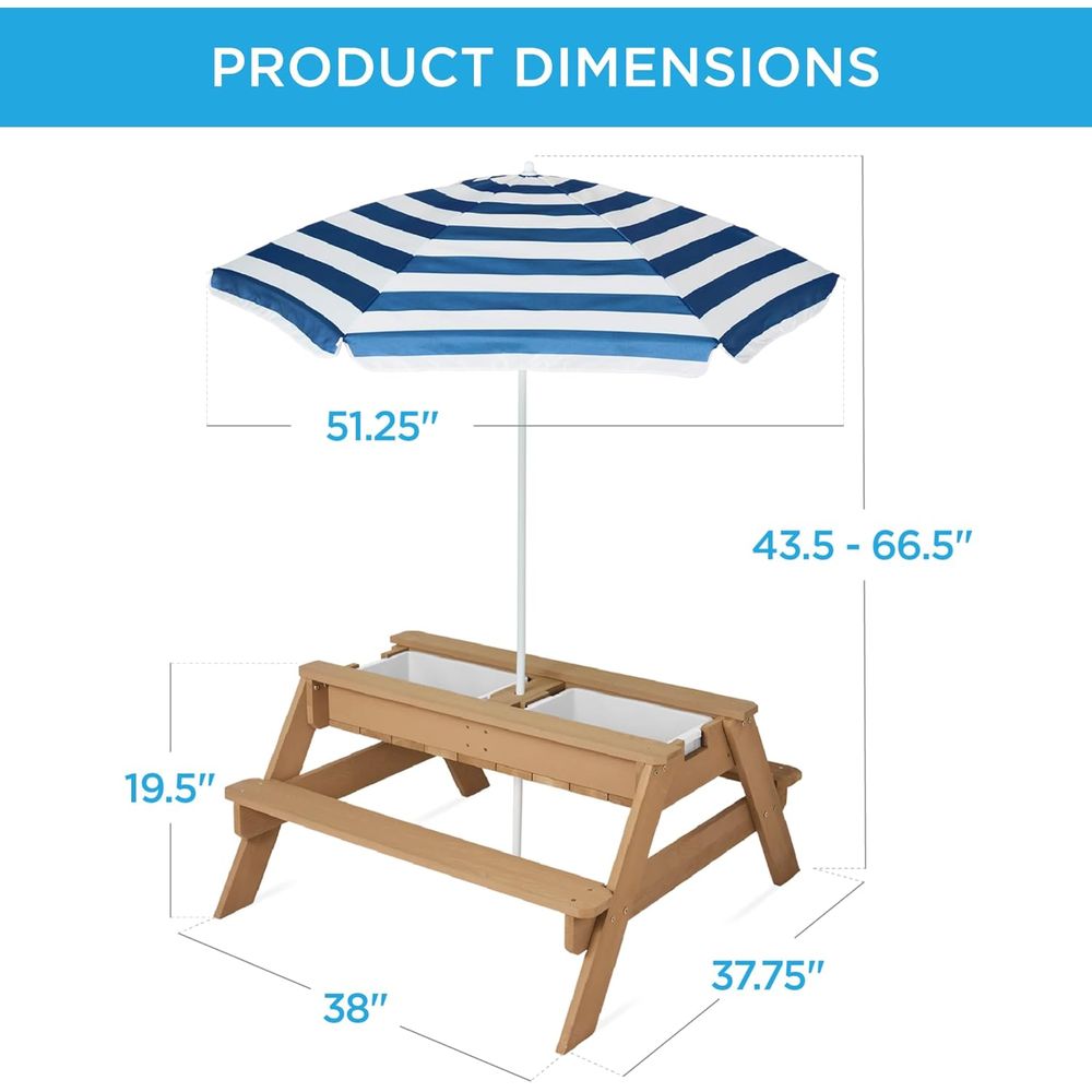 Kids Picnic Table with Umbrell - огляд і ціна Kids Outdoor Picnic Table